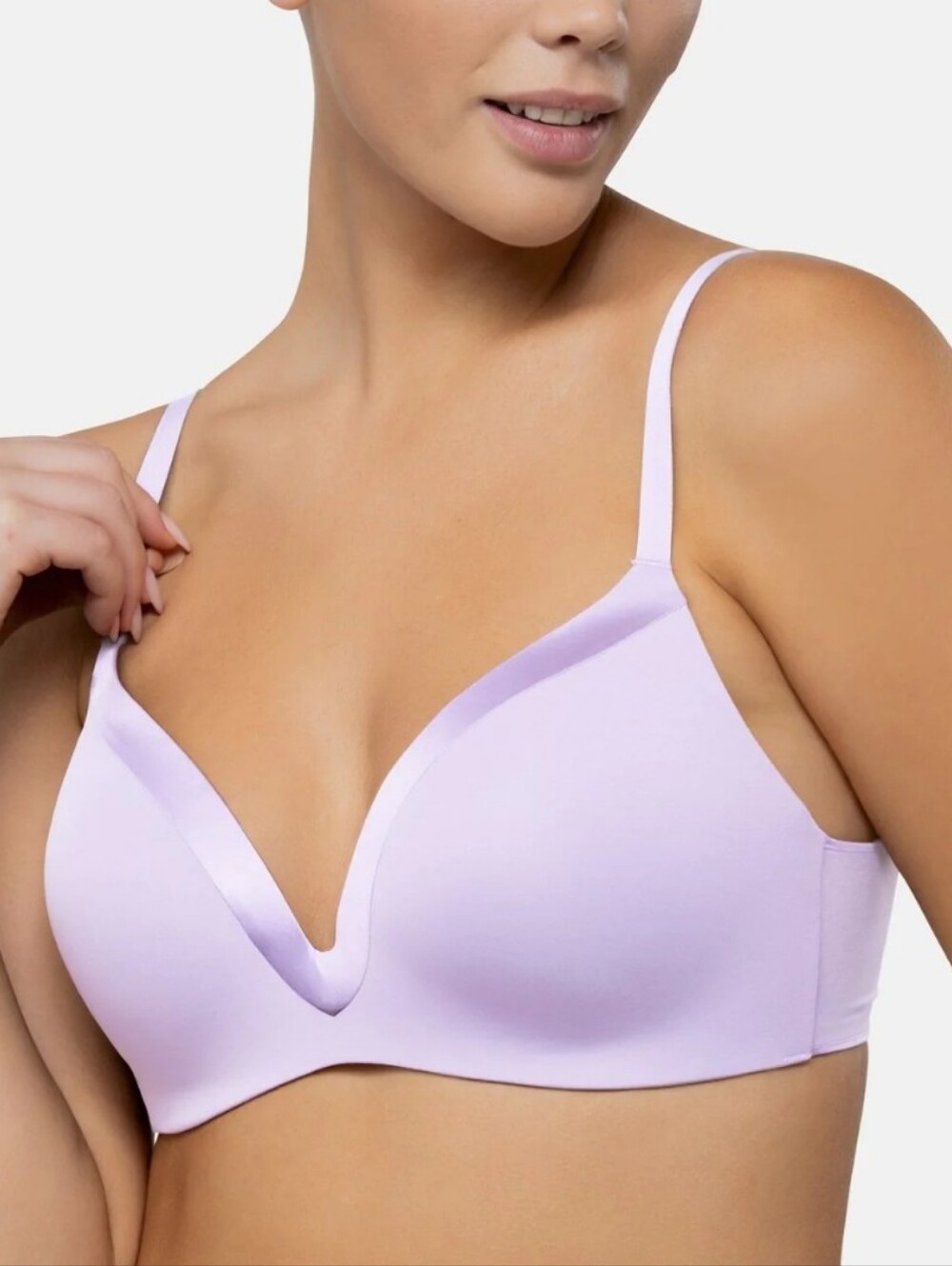 Underoutfit The Satin Grace 3D Molded Bra Wireless Lilac Womens Size L NWOT